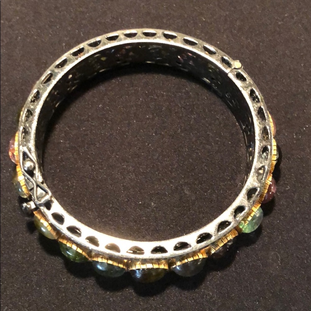 Bangle bracelet w diamonds and stones. - Picture 3 of 9